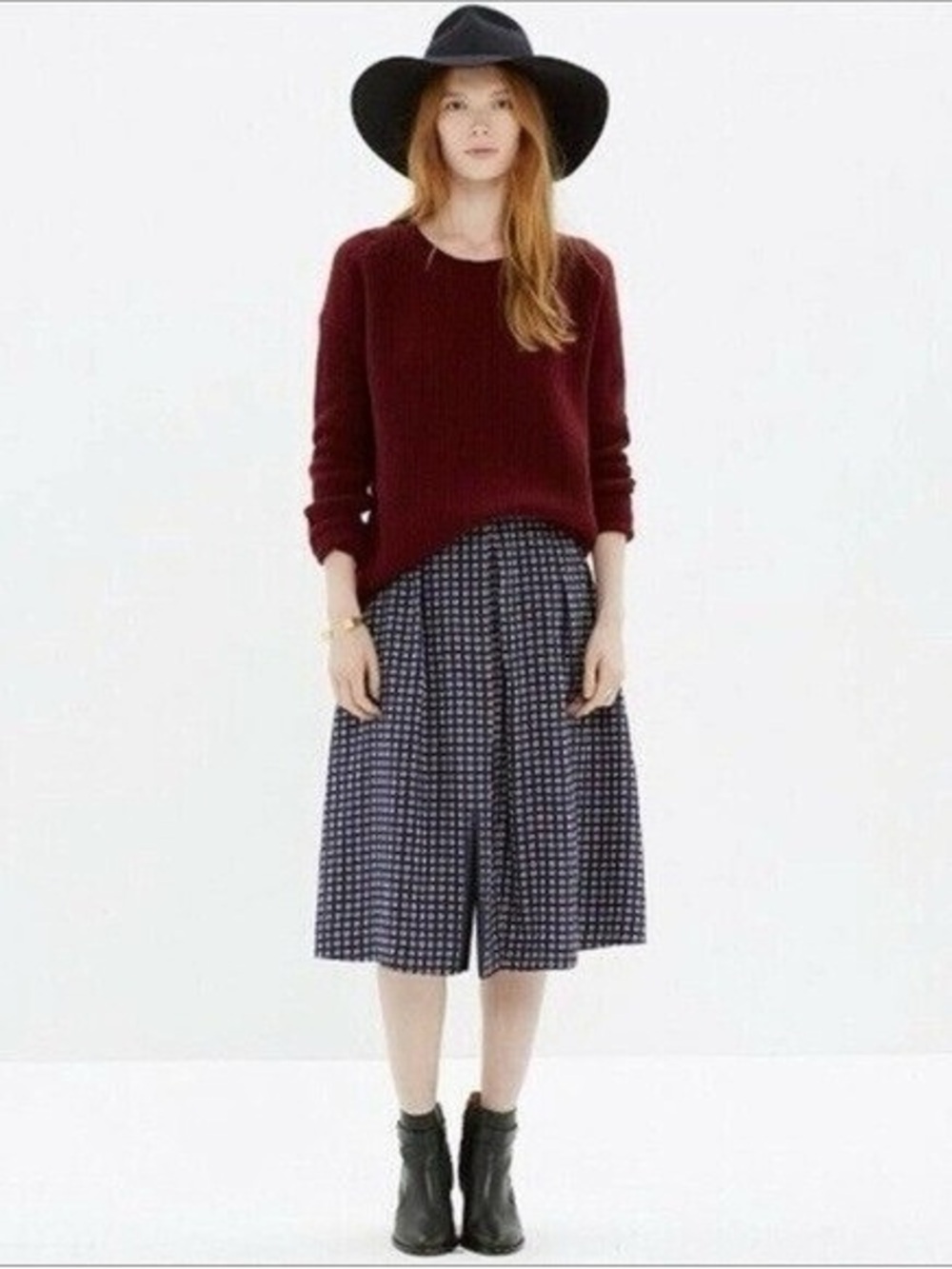 Madewell 100% Silk Ascot Geo Printed Midi Skirt in Navy W Slit Size:0
